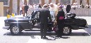 Pope John Paul II in his Mecedes Benz