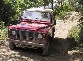 Defender on the dirt path