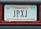XJ plate from Virginia
